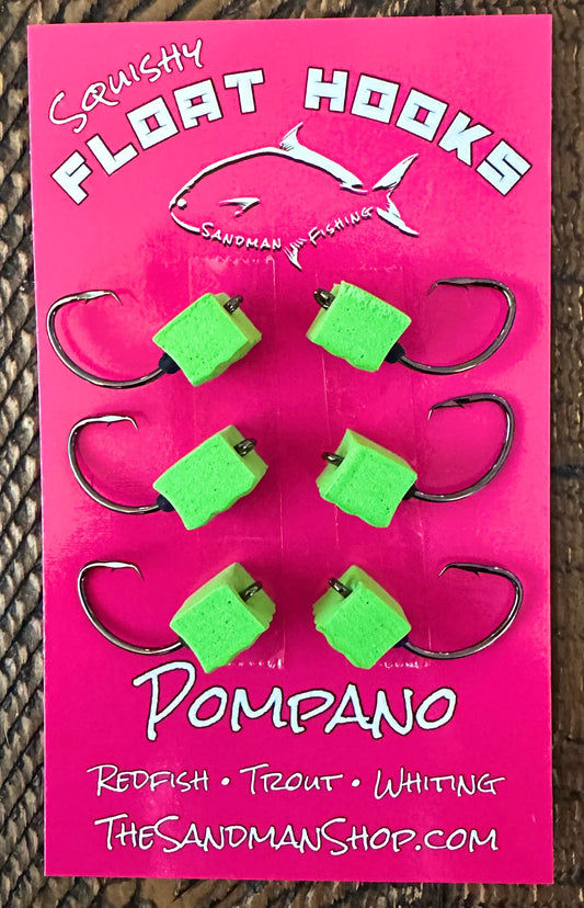Green small Float hooks 6 pack